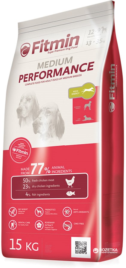 

Сухой корм для взрослых собак Fitmin medium performance - 15 кг