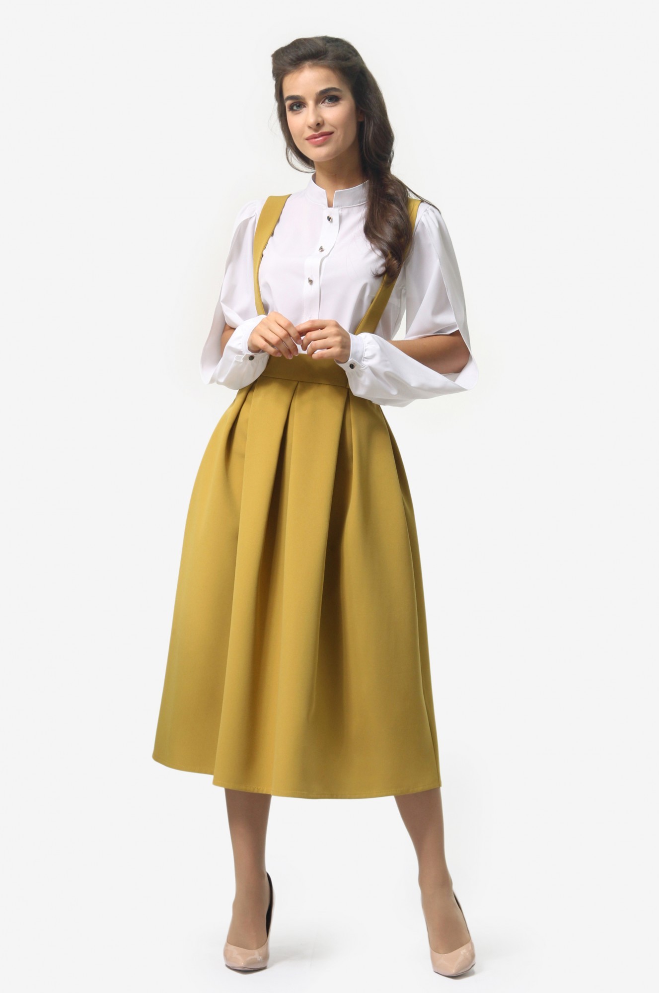 

Женский сарафан Agata Webers, Монровия горчица 3XL