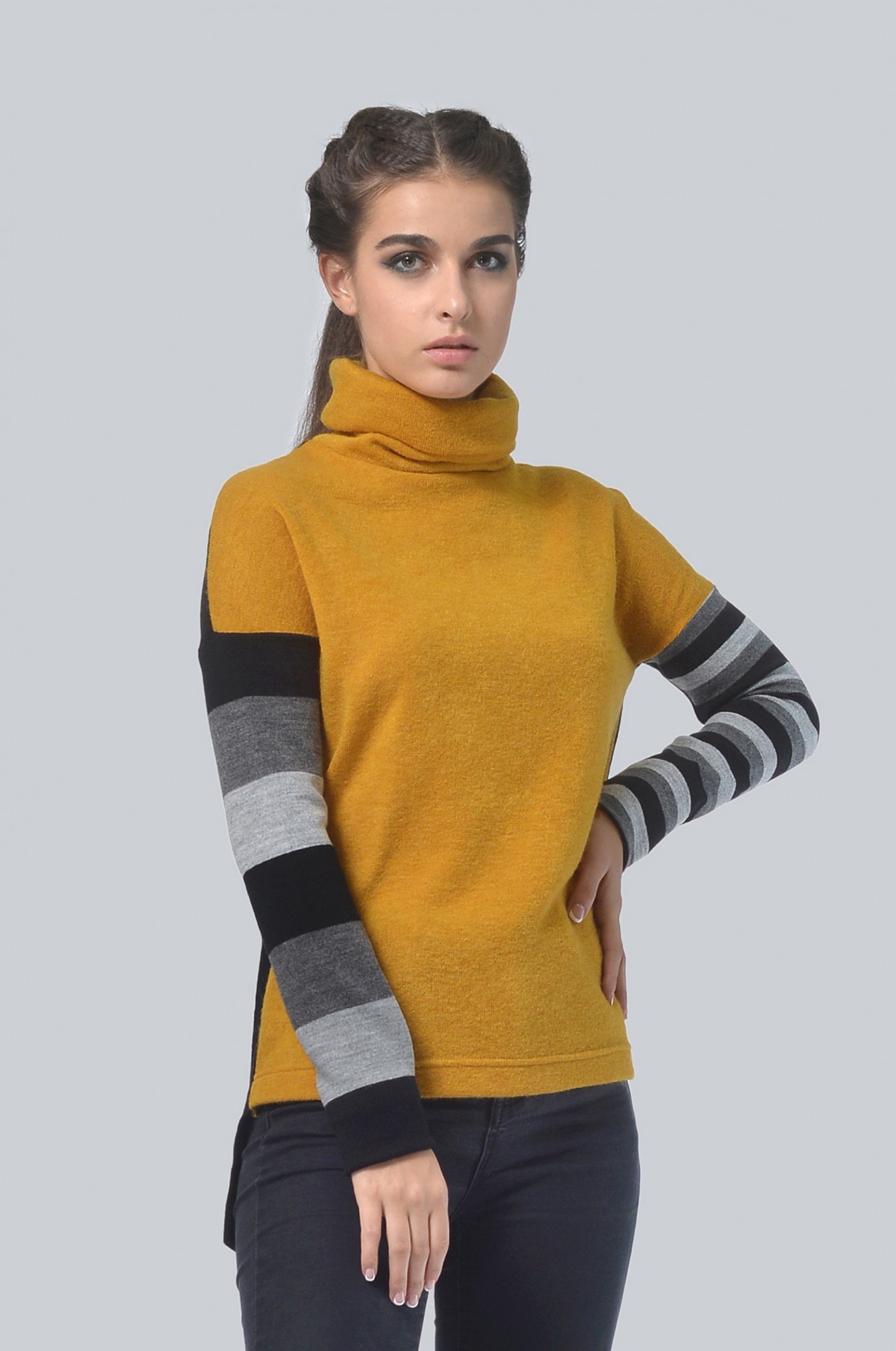 

Женский джемпер Agata Webers, Нью-Дели горчичный + полоска XL