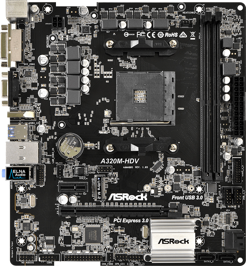 

Материнская плата ASRock A320M-HDV (sAM4, AMD A320, PCI-Ex16)