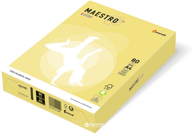 

Бумага офисная цветная Maestro Color А4 80 г/м2 ZG34 500 листов Желтая (9003974422695)