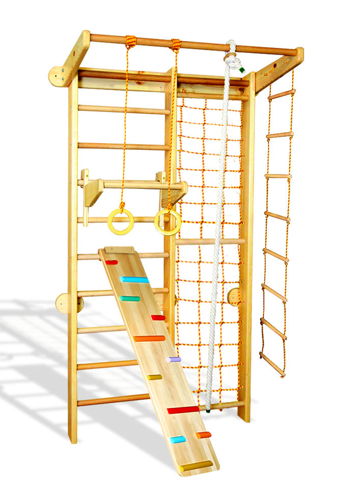 

Спортивный уголок Babygrai Пиратик из сосны 225см с турничком и ребристой доской
