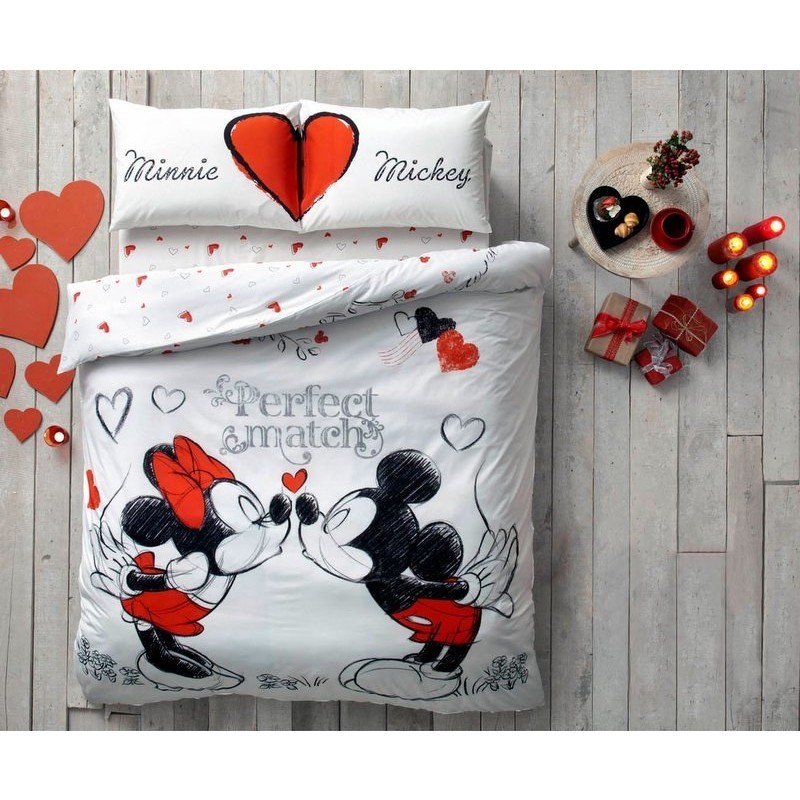 

Постельное белье Mahrof home микки маус 160*220 см бело-красный
