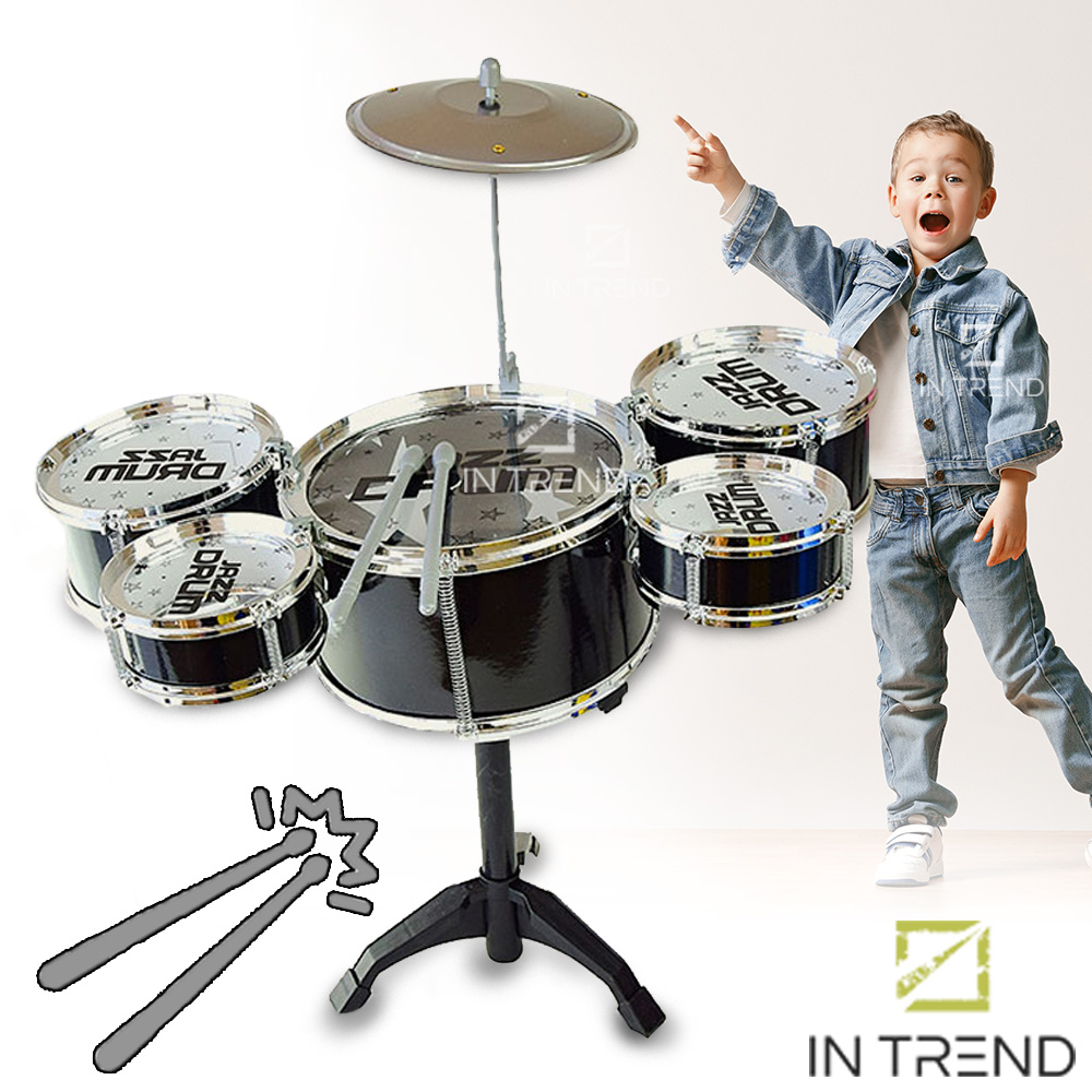 

Барабанная установка Drum Set Jazz 994-16 Детская ударная для детей – Музыкальная портативная маленькая игрушка мини барабаны с палочками + тарелка для начинающих, Черный