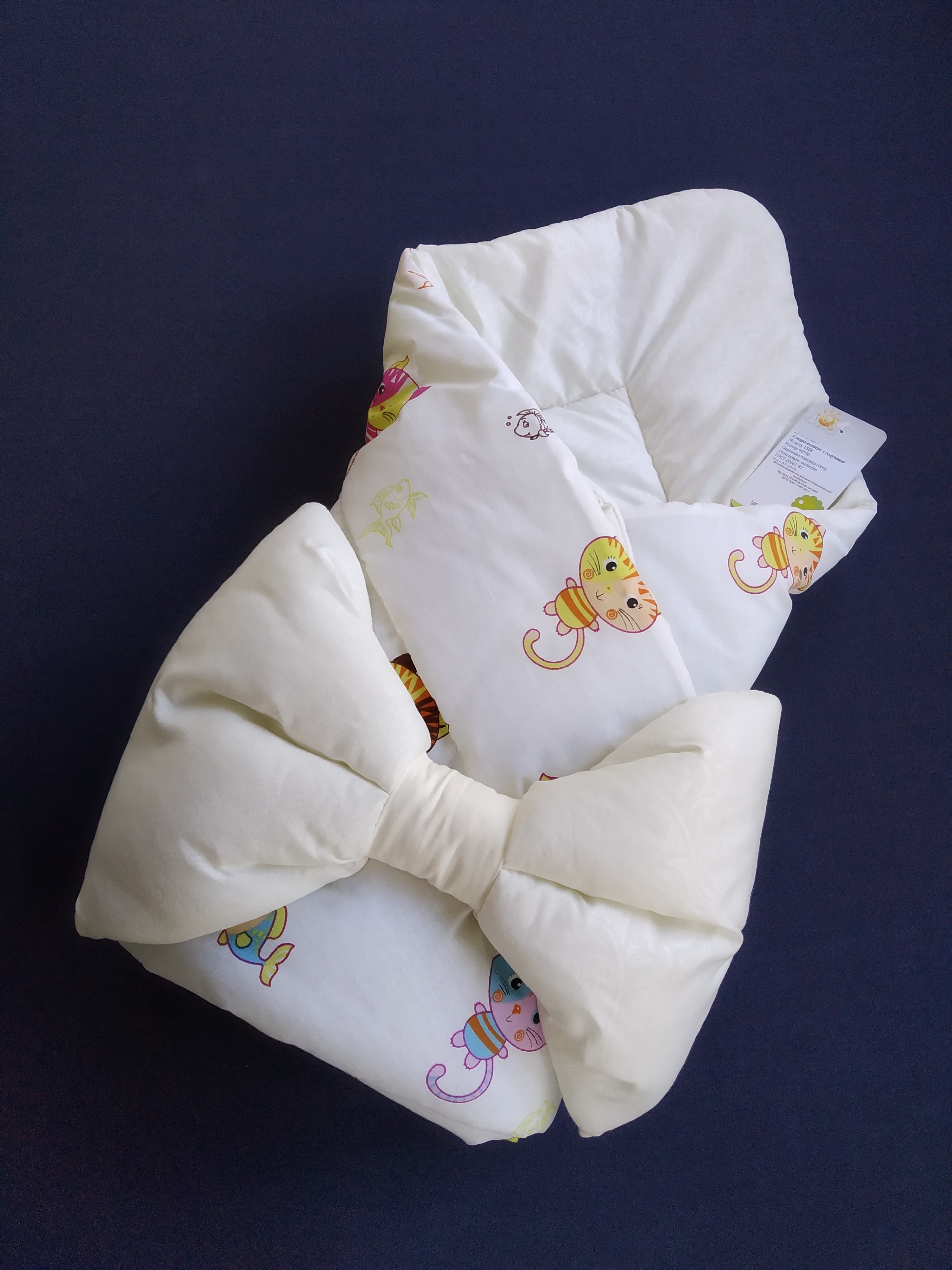 

Конверт демисезонный HappyTot С котами молочный 1508