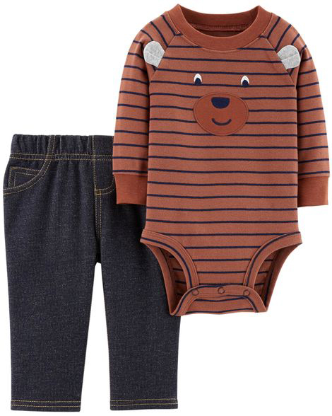 

Костюм (боди + штанишки) Carters 121I649 6M Коричневый с синим (889338873148)