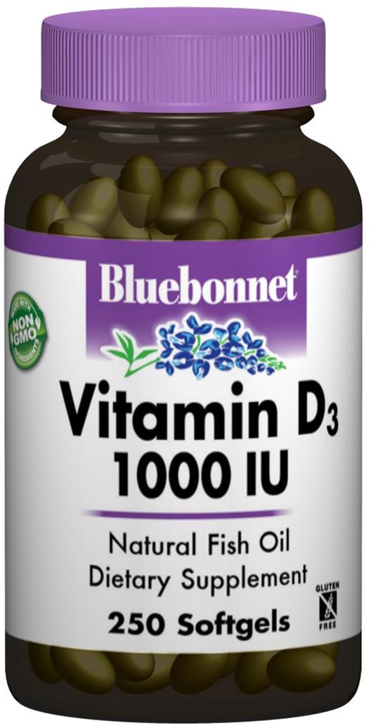 

Витамины Bluebonnet Nutrition Витамин D3 1000IU 250 желатиновых капсул (743715003095)