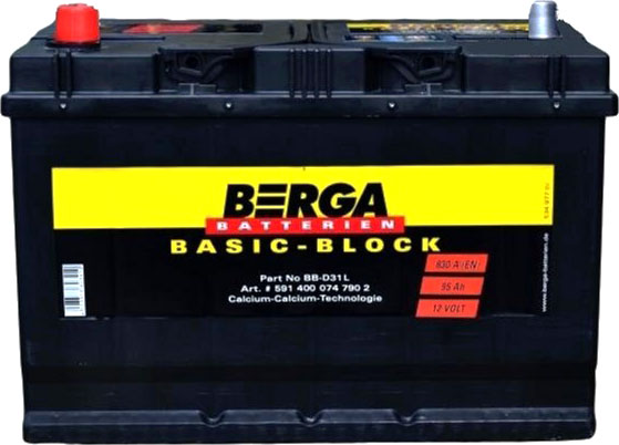 Автомобильный аккумулятор BERGA Basic-Block 95А (+/-) ASIA (830EN ...