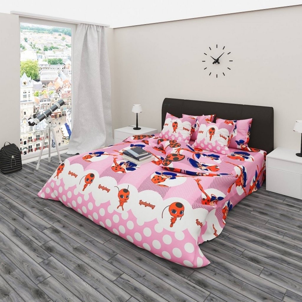 

Постельное белье CottonTwill Ранфорс Леди Баг и питомец Турция 1-спальный 145x215 см ( FBПБР080-2CT)