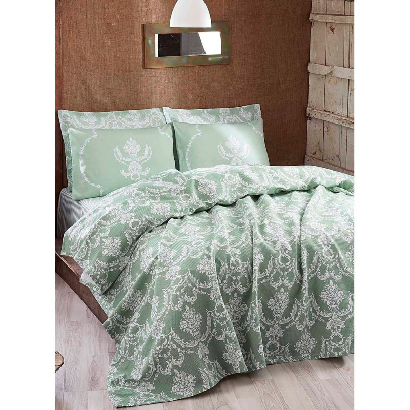 

Покрывало пике Eponj Home - Pure suyesil вафельное 160*235