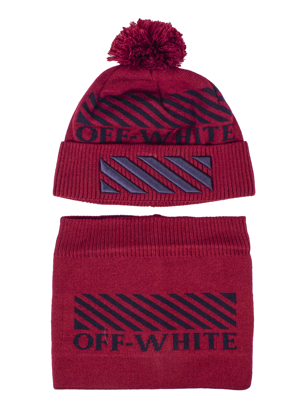 

Комплект мужской баф+шапка с бубоном Off-White K24-7. Цвет: Серый
