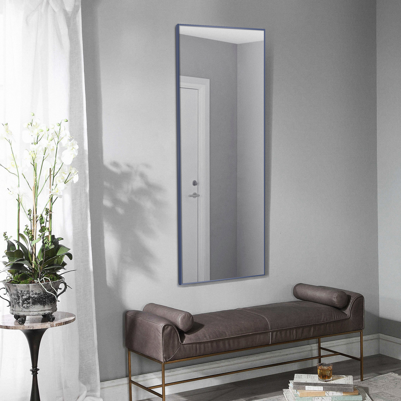 

Зеркало в алюминиевой раме 120 х 60 см синее Alum-blue