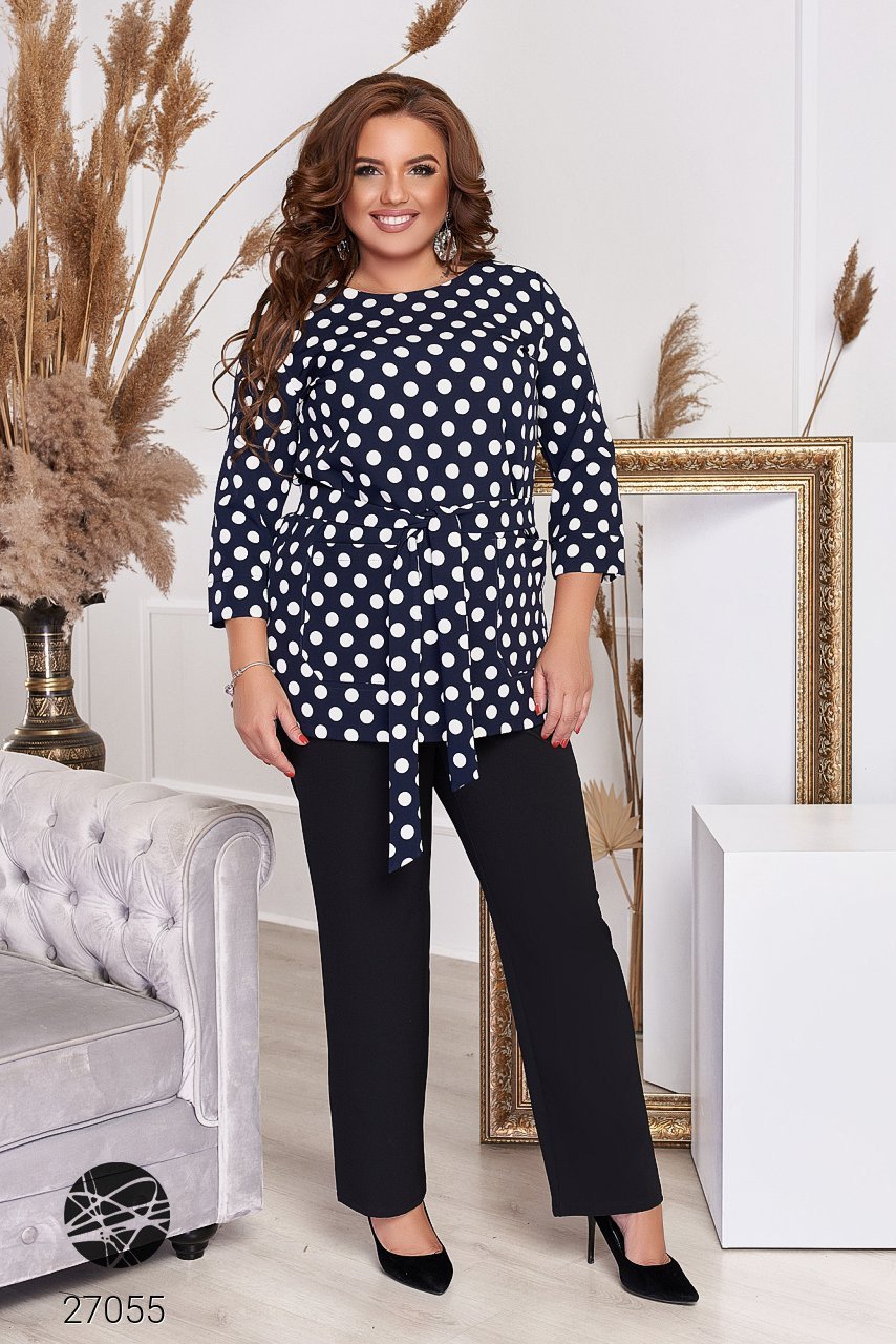 

Костюм из рубашки с принтом в горох и брюк (27055_56-58)