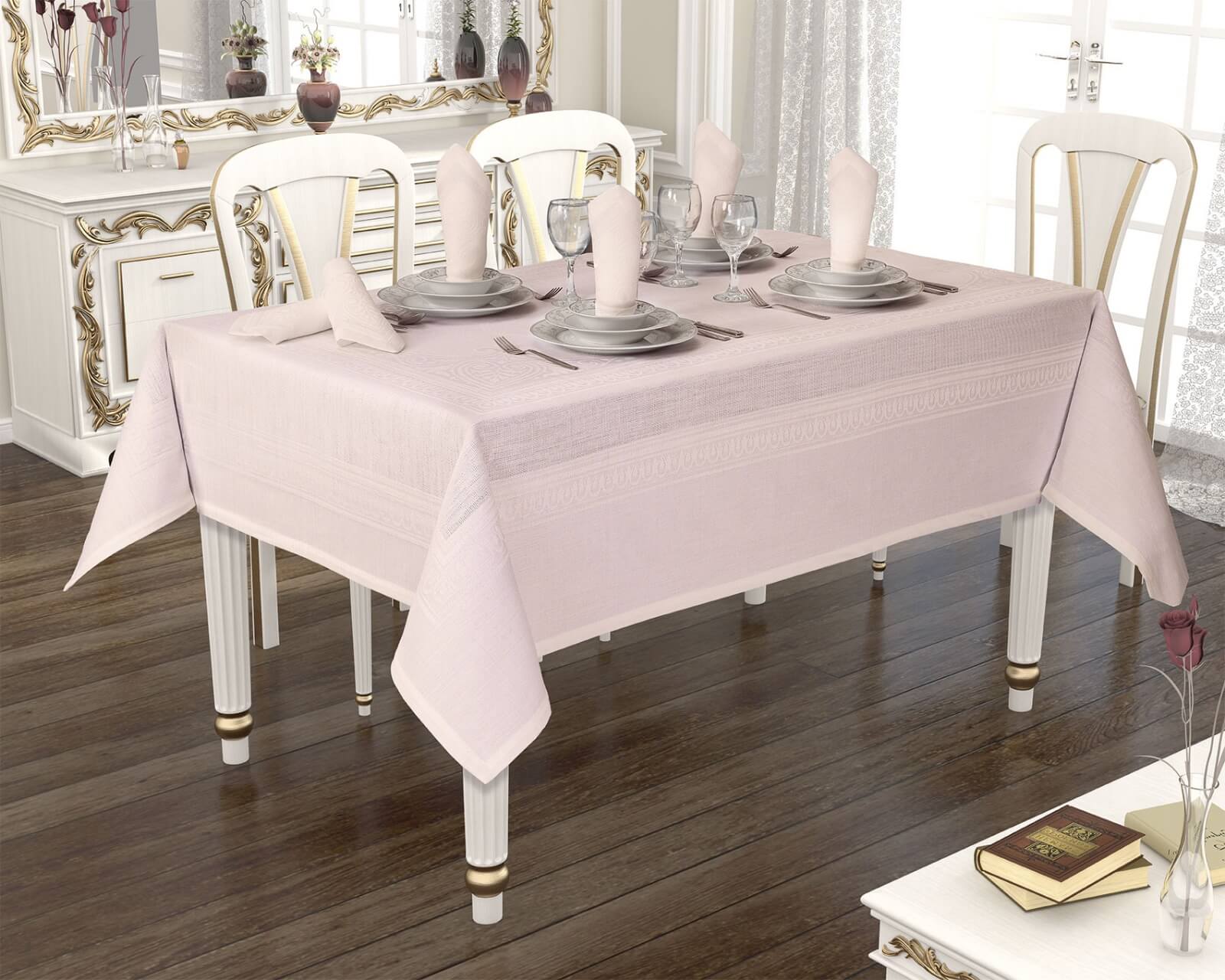 

Скатерть Tabe Jackline Pano Linen 9886-6 Rose 160x220 см