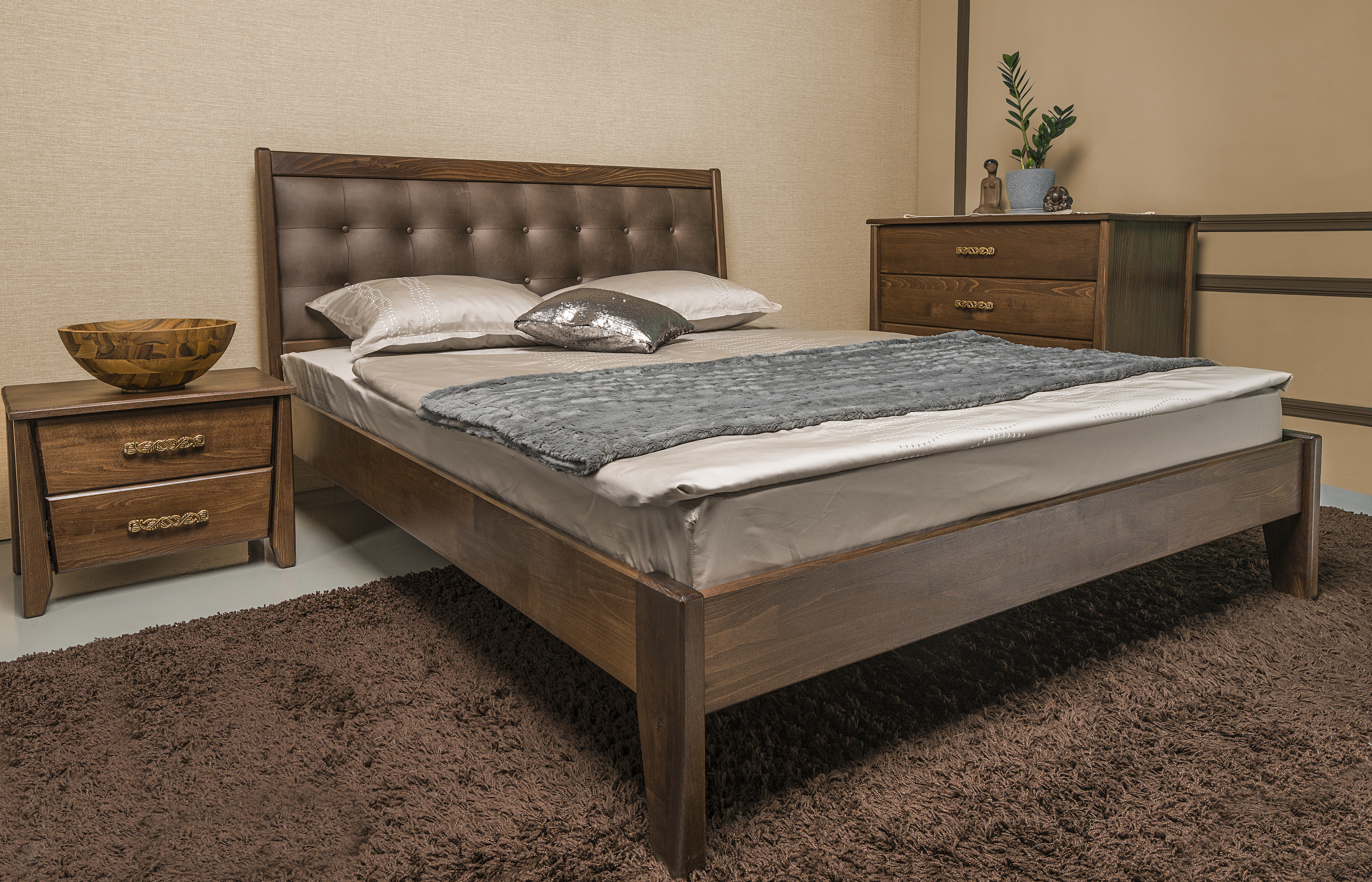 

Кровать Сити Премиум с мягкой спинкой без изножья цвет Венге Олимп 200х200х105см