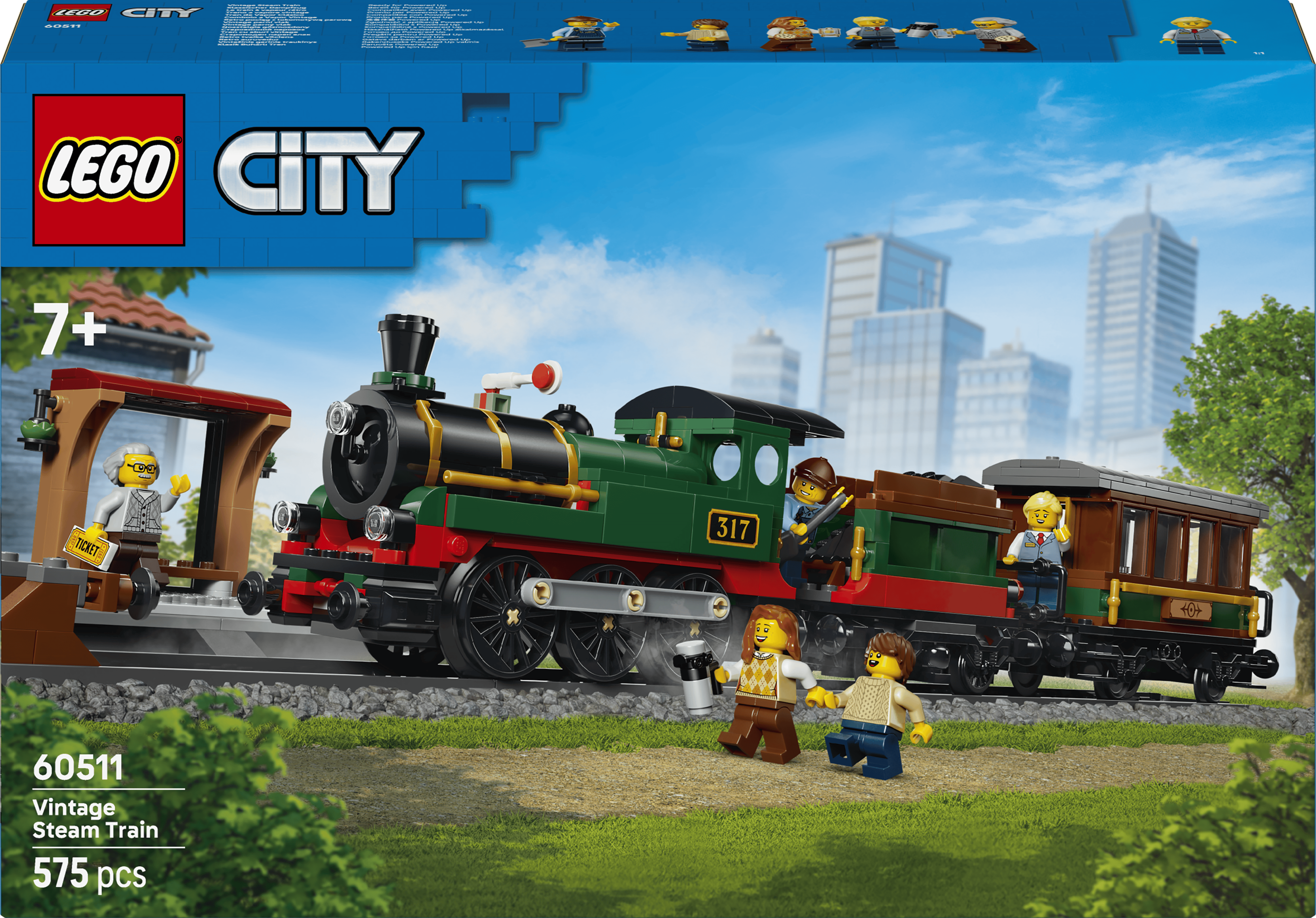 Zestaw klocków LEGO City Retro pociąg z lokomotywą parową 575 elementów (60511)