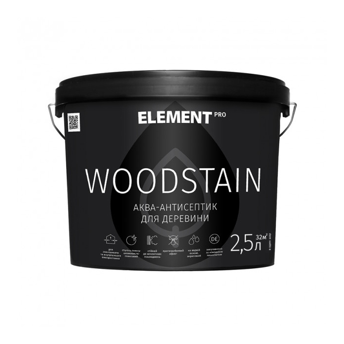 

Антисептик для деревини ELEMENT PRO+FACADE SYSTEM WOODSTAIN Білий (2,5 л)