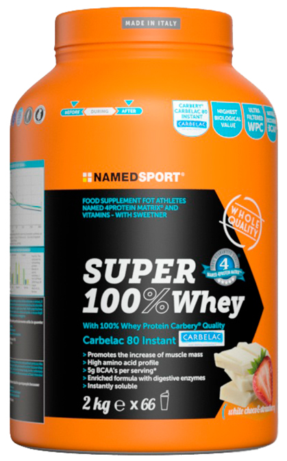 Акція на Протеин Namedsport SUPER 100% WHEY 2 кг Белый шоколад-клубника (8054956341016) від Rozetka UA