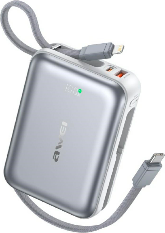 фото Зовнішній акумулятор (павербанк) Awei C03 20000mAh 45W Silver