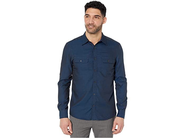 

Рубашка Perry Ellis Solid Twill Untucked shirt 4EFW4042PS L/G Синий