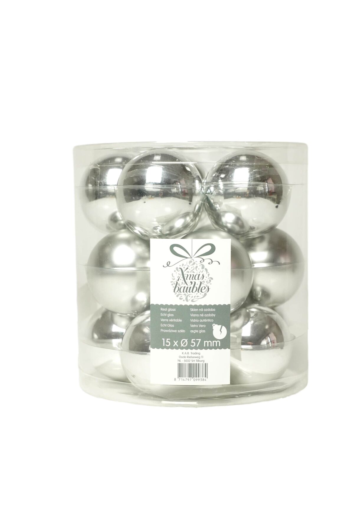 

Набор елочных шаров в тубусе 15 шт Edeka серебристый K23-110155