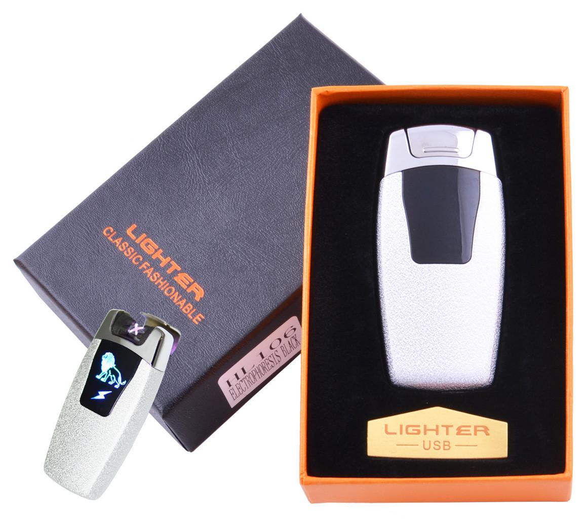 

Электроимпульсная зажигалка в подарочной коробке Лев №HL-106 White Lighter