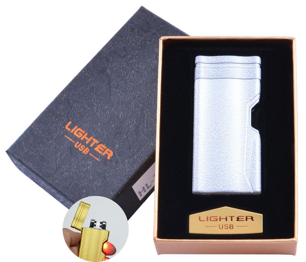 

Электроимпульсная зажигалка в подарочной упаковке Lighter (Двойная молния, USB) №HL-38 Silver Lighter