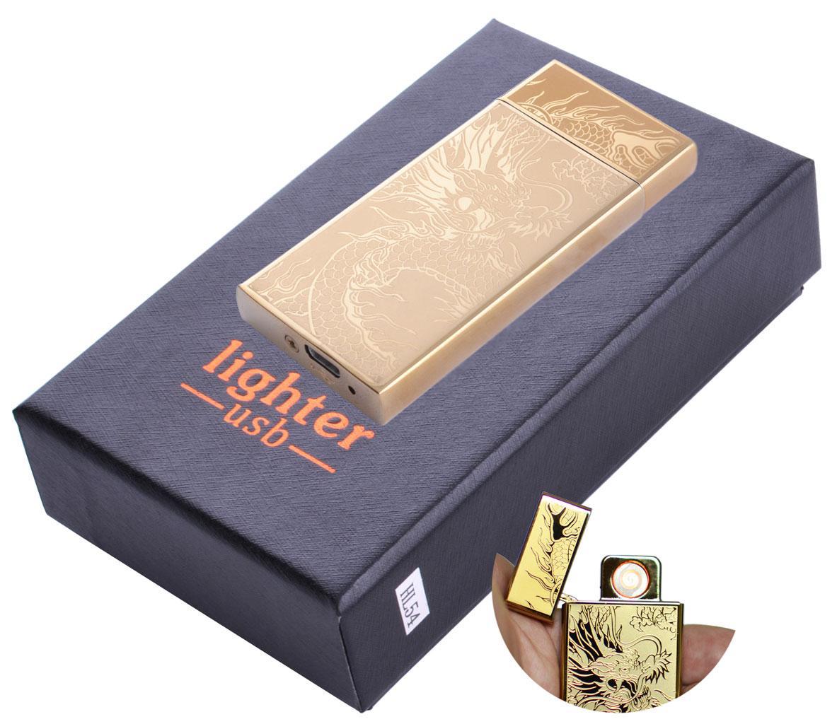 

USB зажигалка в подарочной упаковке Дракон (Спираль накаливания) №HL-54 Gold USB