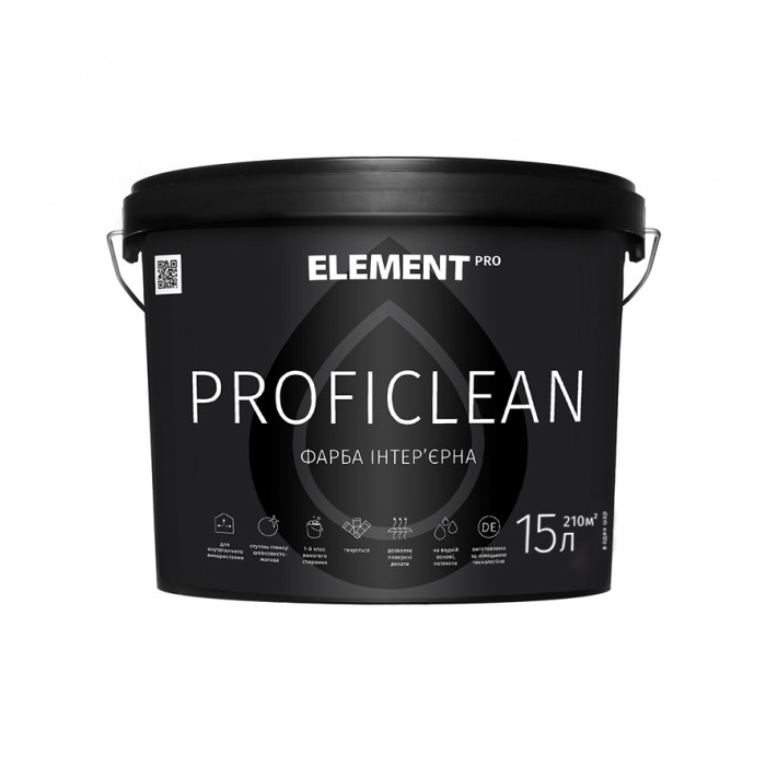 

Фарба інтер'єрна ELEMENT PRO+FACADE SYSTEM PROFICLEAN (база А) (15 л)