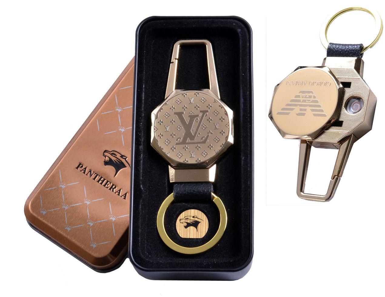 

USB зажигалка в подарочной металлической коробке (брелок + фонарик) №4687B-4 USB