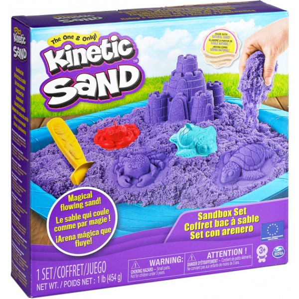 

Набор песка для детского творчества - KINETIC SAND ЗАМОК ИЗ ПЕСКА (фиолетовый,454 г,формочки,лоток)