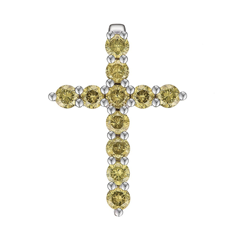 

Золотой крестик с желтыми бриллиантами 0,55ct, d/2.3 мм Congress Diamond (Т-2.3(5)Y)