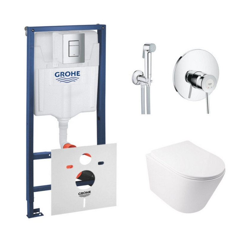 

Комплект инсталляция Grohe Rapid SL 38772001 + унитаз с сиденьем Qtap Swan QT16335178W + набор для гигиенического душа со смесителем Grohe BauClassic 2904800S