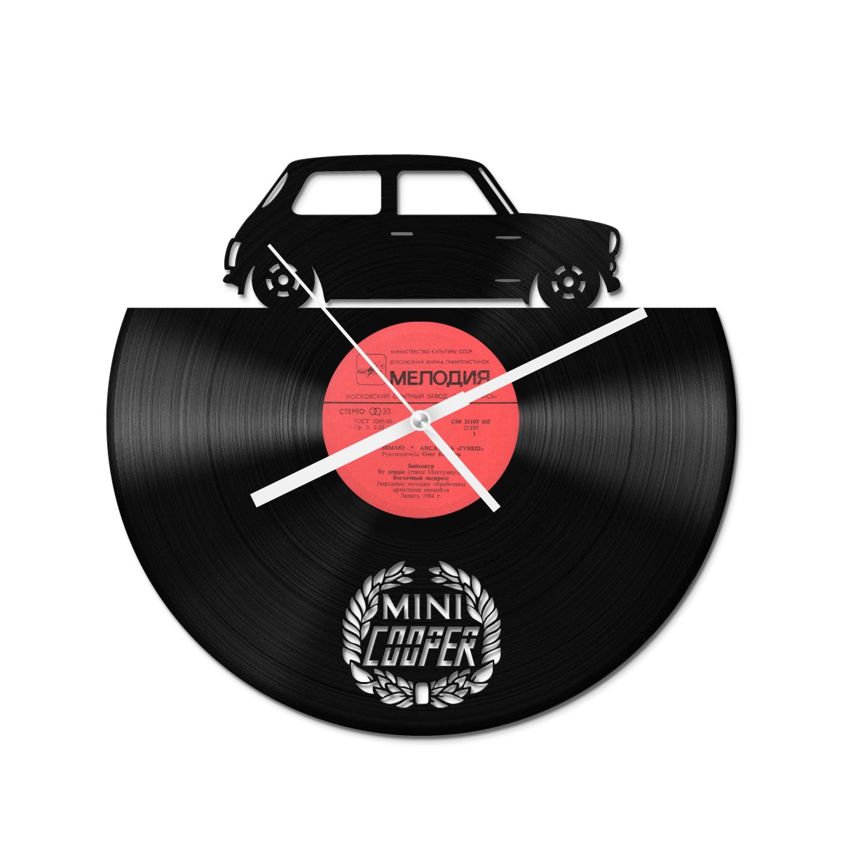 

Вініловий годинник Bear Kustom Arts ретро авто Міні Купер 30 см