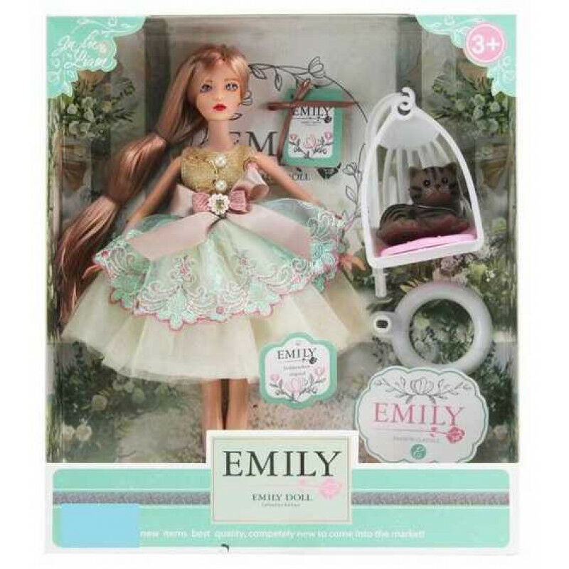 

Кукла Emily в нарядном пышном платье с бантом, блондинка с длинными волосами и аксессуарами QJ 088 C