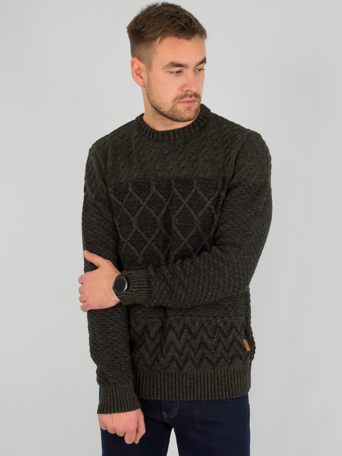

Свитер с фактурной сеткой Jack & Jones 12128236  Болотный, Свитер с фактурной сеткой Jack & Jones 12128236 L Болотный