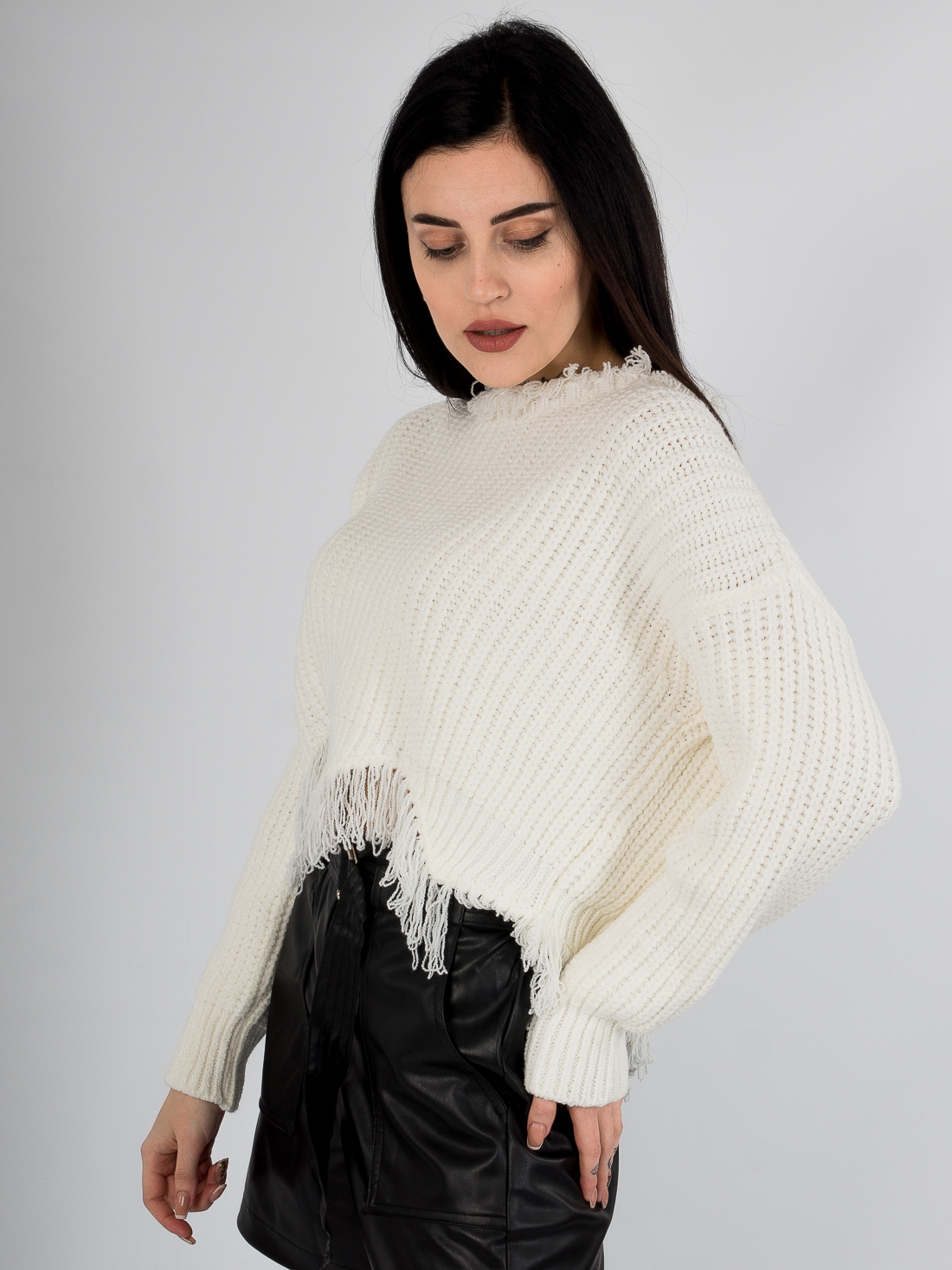 

Джемпер с бахромой BEBE PLUS 22832 One size Белый