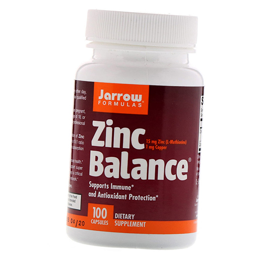 

L-метионин Цинка и Глюконат Меди, Zinc Balance, Jarrow Formulas 100капс (36345043)