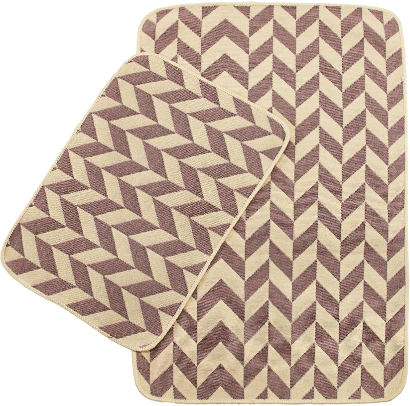 

Набор ковриков в ванную комнату Izzihome Solo 40x60, 60x90 см Krem Pembe Zigzag