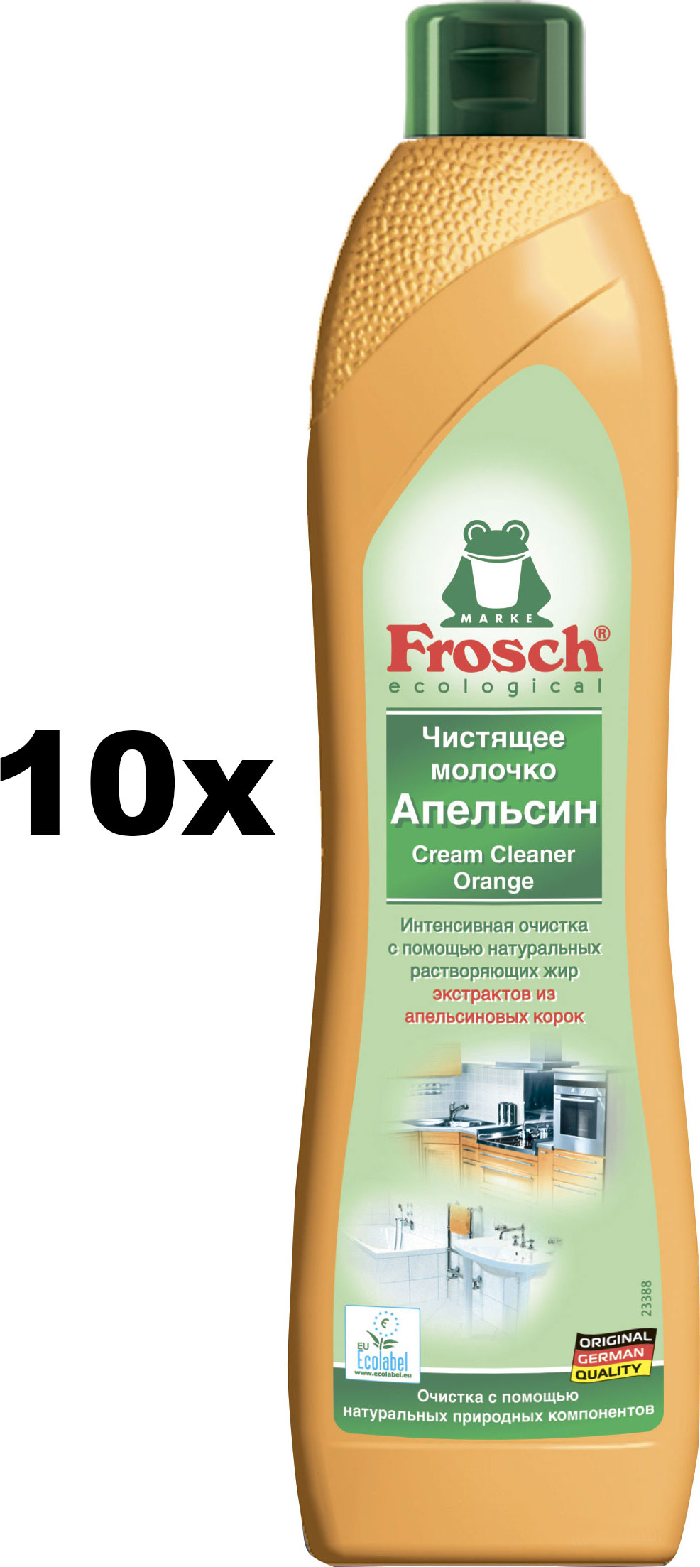 Акция на Упаковка чистящего молочка Frosch Апельсин 500 мл х 10 шт (4009175048073) от Rozetka UA