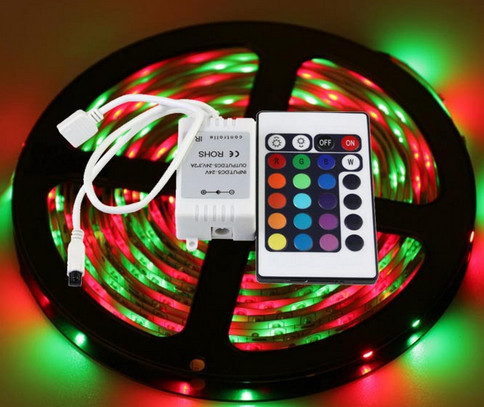

Лента RGB с пультом и переходником,, на блистере,5 м