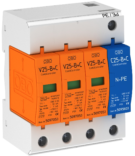 

ПЗІП OBO 1+2 V25-B+C 3+NPE 50 кА 7 кА 0.9 кВ