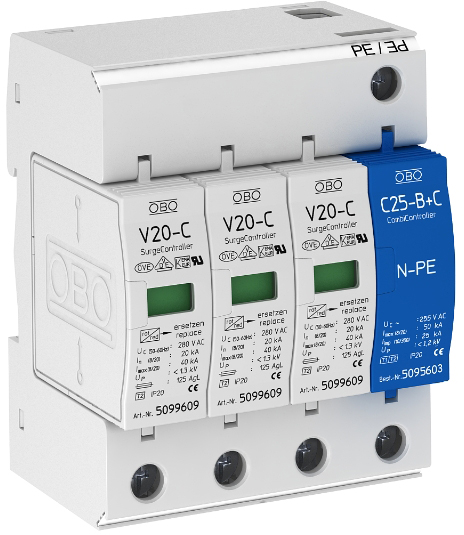 

ПЗІП OBO 2 V20-C 3+NPE-280 40 кА 20 кА 1.3 кВ