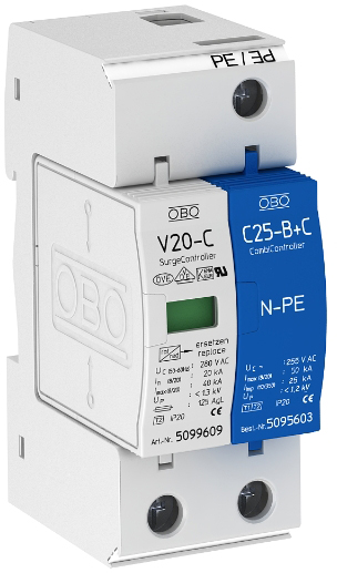 

ПЗІП OBO 2 V20-C 1+NPE-280 40 кА 20 кА 1.3 кВ