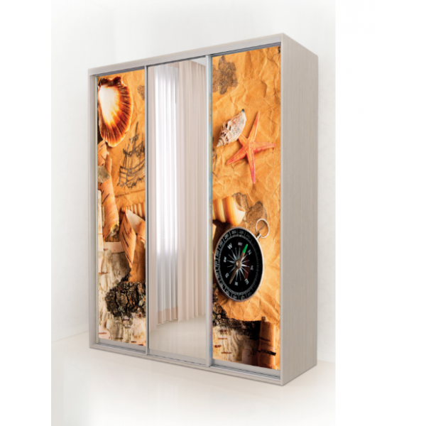 

Шкаф-купе трехдверный в гостиную фасад фотопечать + зеркало 224х45 см Modern