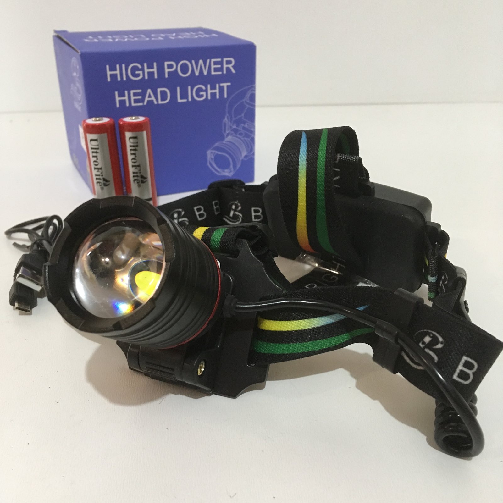 

Фонарь налобный HeadLight светодиодный 2 аккумулятора USB Чёрный (P-52)