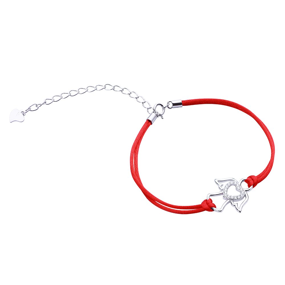 

Серебряный браслет SILVEX925 Ангел из красной нити с фианитом модели Б2КФ/903