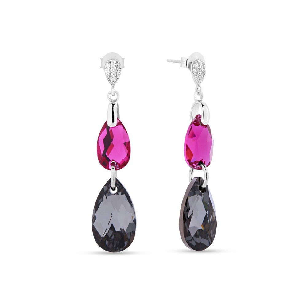

Серебряные серьги SPARK Double Drop со Swarovski модели KC323061061FSN