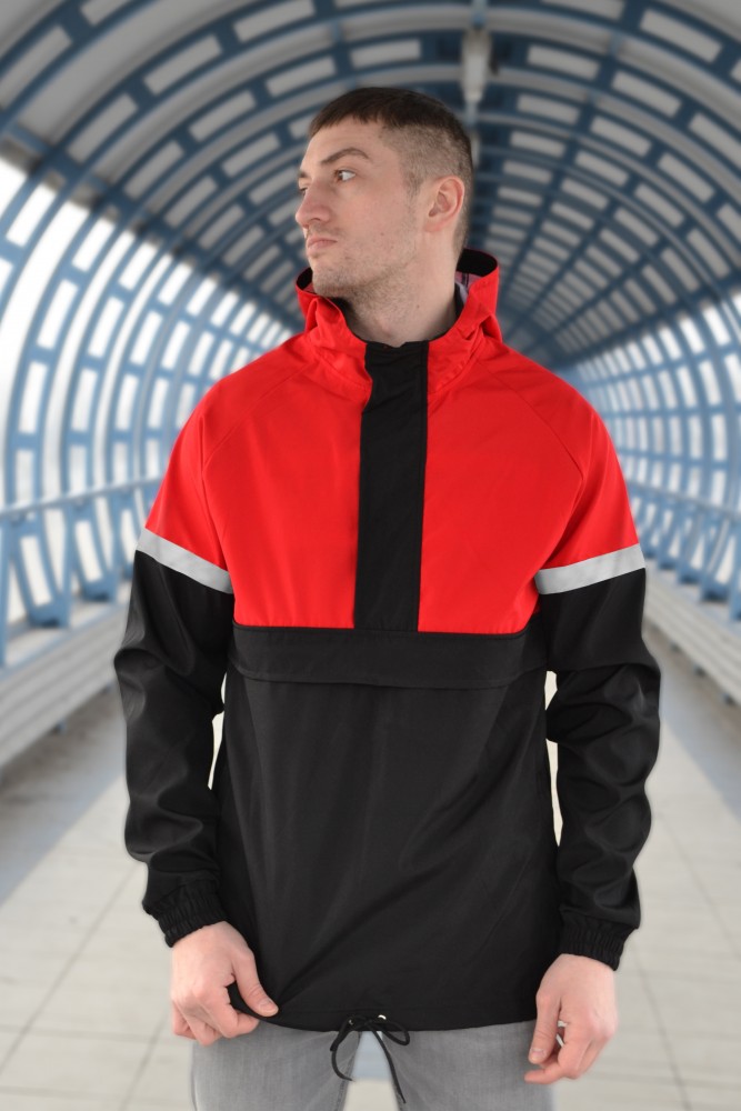 

Мужская ветровка Anorak M Черно-красный М-8922