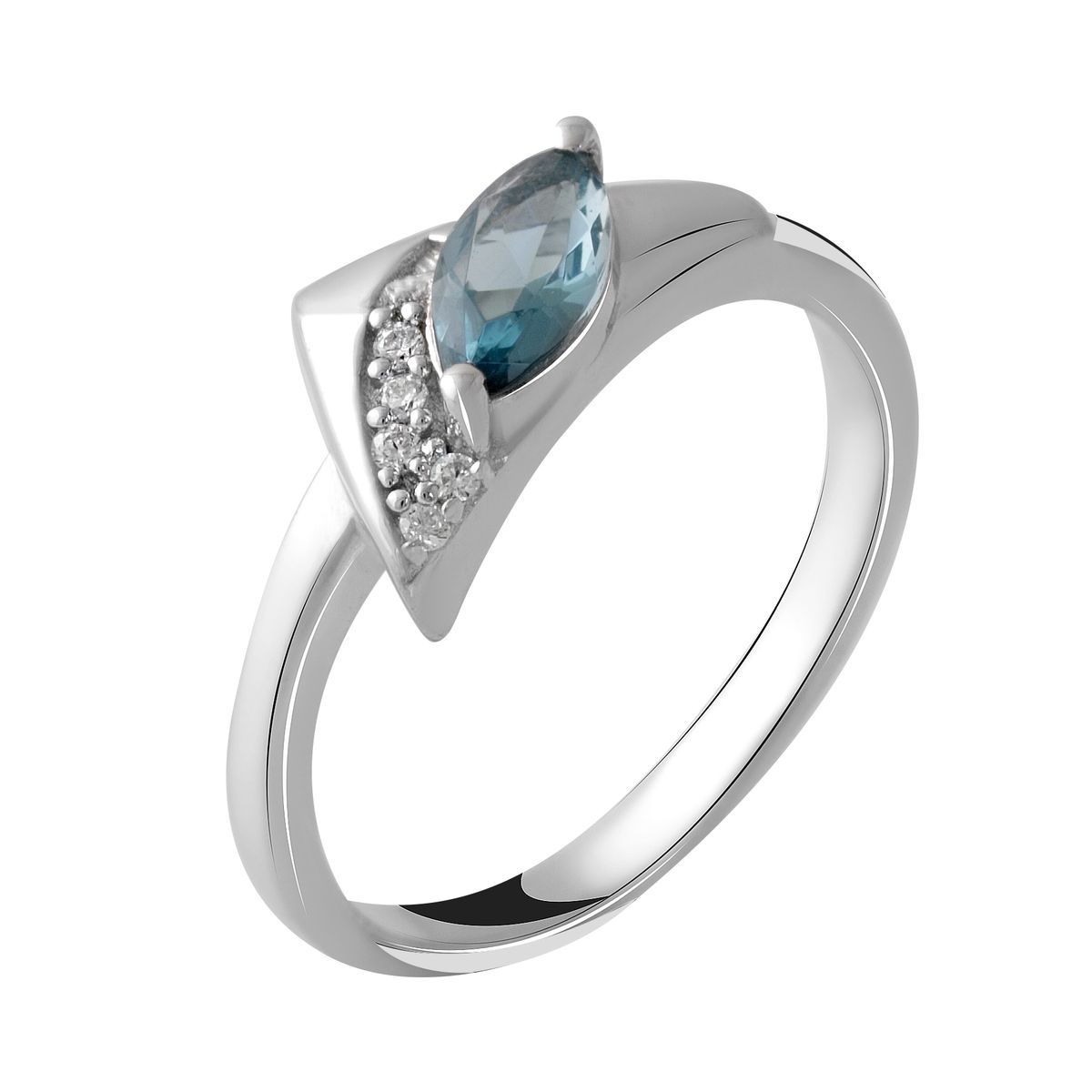 

Серебряное кольцо LAMIA с натуральным топазом Лондон Блю 0.45ct 18.5 размер